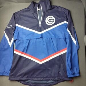 Chicago Cubs Jacket Pullover Windbreaker Quarter Zip Mens Blue SGA MLB Bleachers